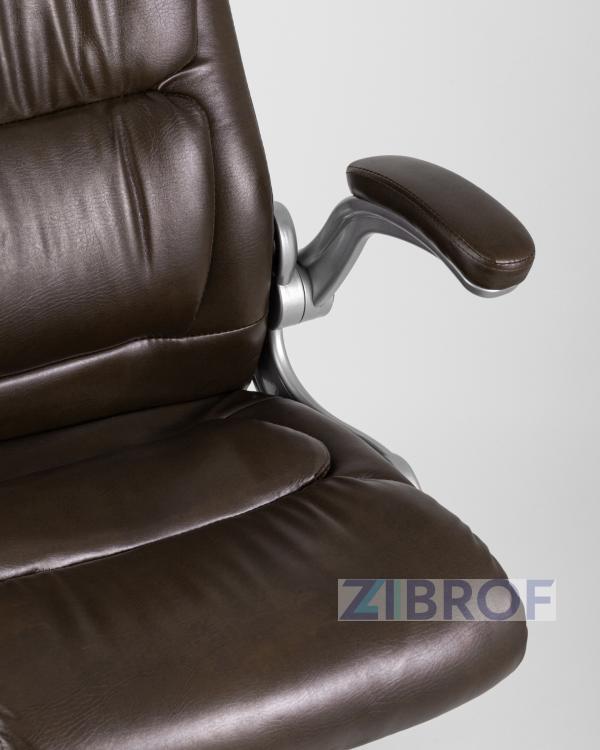 Компьютерное кресло TopChairs Force офисное коричневое в обивке из экокожи и сетки, механизм качания Top Gun