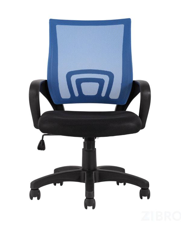 Компьютерное кресло TopChairs Simple офисное синее в обивке из текстиля с сеткой, механизм качания Top Gun