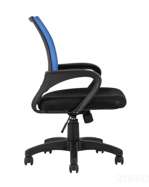 Компьютерное кресло TopChairs Simple офисное синее в обивке из текстиля с сеткой, механизм качания Top Gun