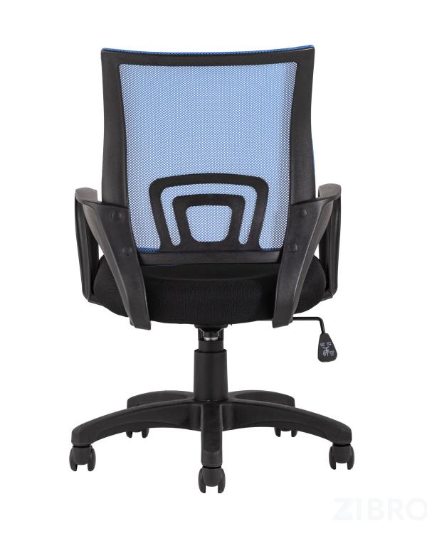 Компьютерное кресло TopChairs Simple офисное синее в обивке из текстиля с сеткой, механизм качания Top Gun