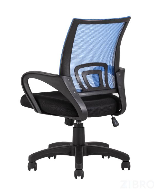 Компьютерное кресло TopChairs Simple офисное синее в обивке из текстиля с сеткой, механизм качания Top Gun