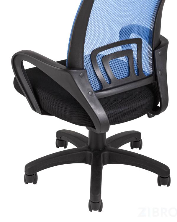 Компьютерное кресло TopChairs Simple офисное синее в обивке из текстиля с сеткой, механизм качания Top Gun