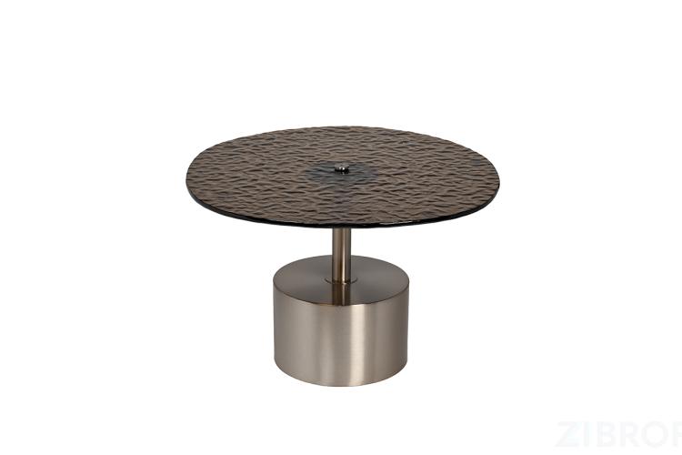 57EL-10852 Стол журнальный, стекло рельефное тонированное d 60*63*41см