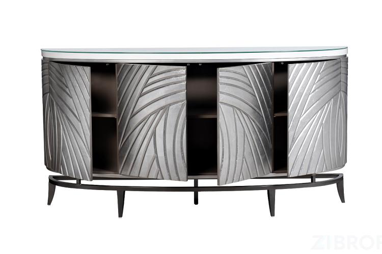 ART-2932  Комод серебристый с декором 182*41*97см