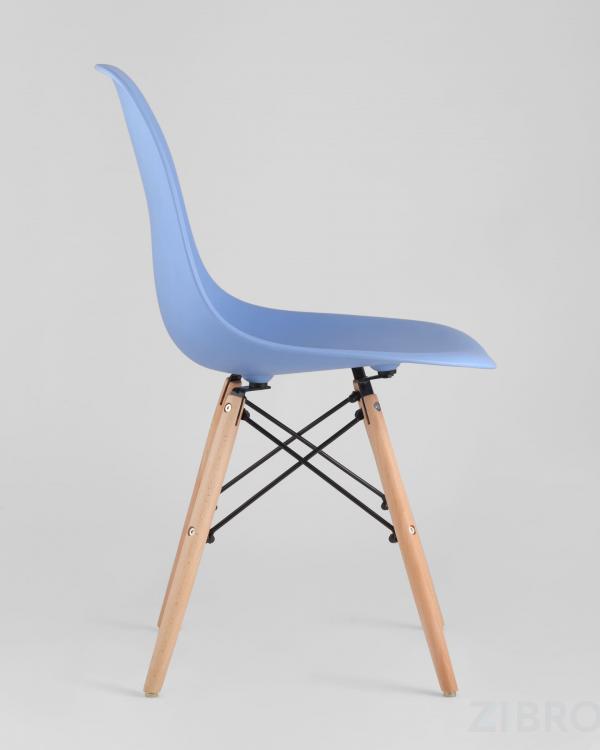 Стул Eames SIMPLE DSW голубой, литой полипропилен, стальной каркас, натуральный массив бука