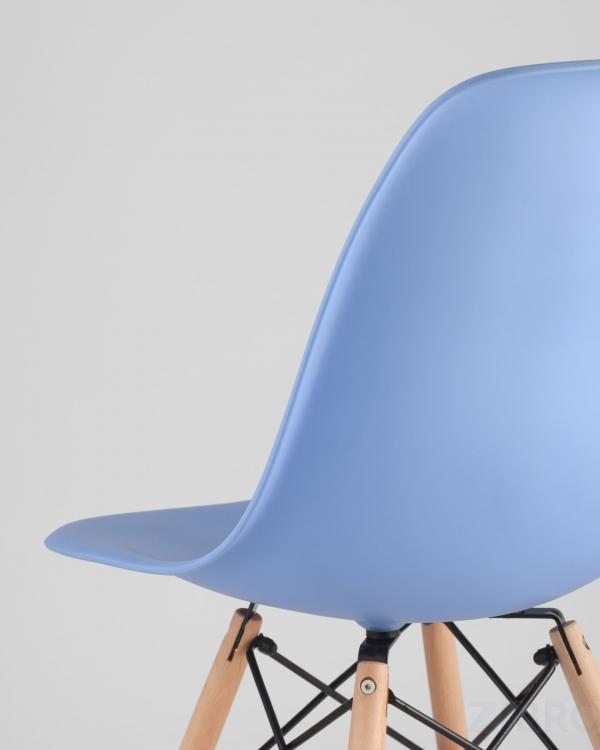Стул Eames SIMPLE DSW голубой, литой полипропилен, стальной каркас, натуральный массив бука