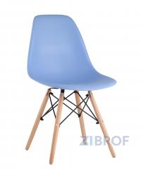 Стул Eames SIMPLE DSW голубой, литой полипропилен, стальной каркас, натуральный массив бука