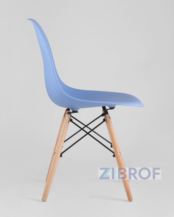 Стул Eames SIMPLE DSW голубой, литой полипропилен, стальной каркас, натуральный массив бука