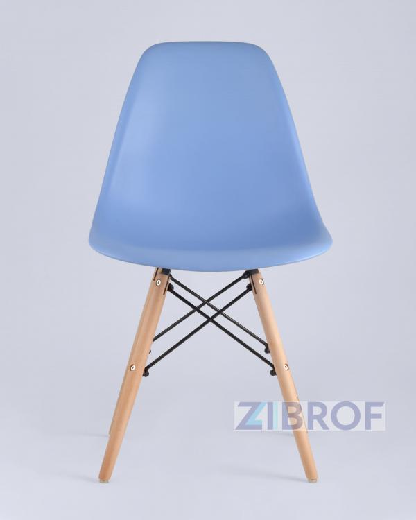 Стул Eames SIMPLE DSW голубой, литой полипропилен, стальной каркас, натуральный массив бука