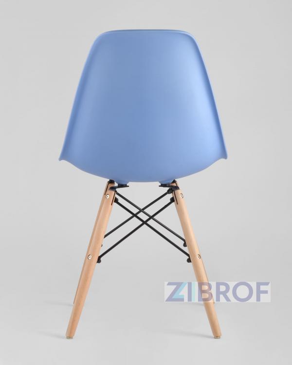 Стул Eames SIMPLE DSW голубой, литой полипропилен, стальной каркас, натуральный массив бука