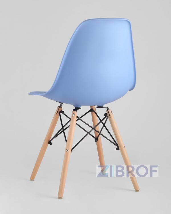 Стул Eames SIMPLE DSW голубой, литой полипропилен, стальной каркас, натуральный массив бука