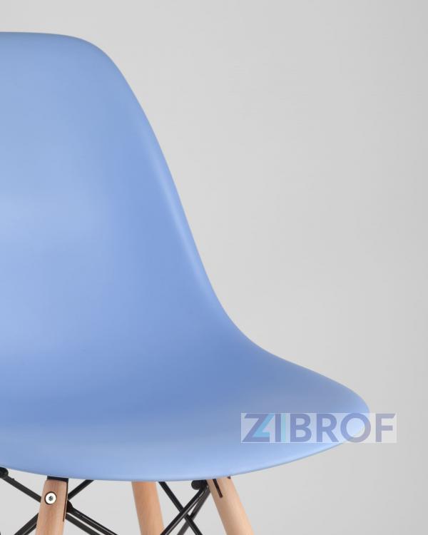 Стул Eames SIMPLE DSW голубой, литой полипропилен, стальной каркас, натуральный массив бука