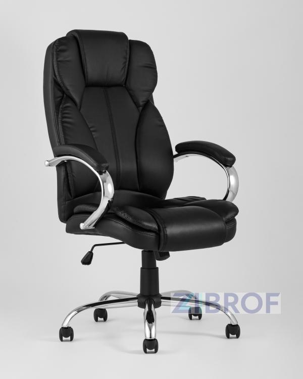 TopChairs President офисное черное в обивке из экокожи, механизм качания и регулировки Top Gun