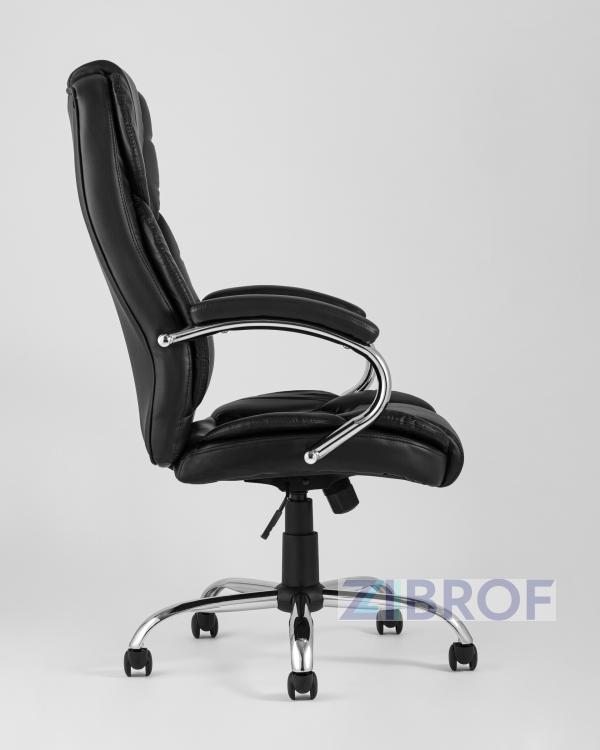 TopChairs President офисное черное в обивке из экокожи, механизм качания и регулировки Top Gun