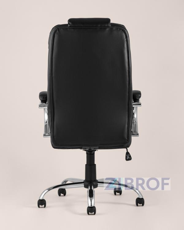 TopChairs President офисное черное в обивке из экокожи, механизм качания и регулировки Top Gun