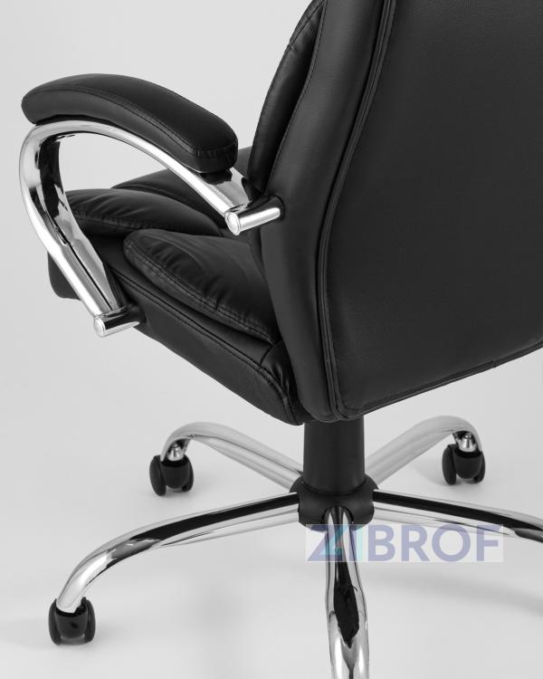 TopChairs President офисное черное в обивке из экокожи, механизм качания и регулировки Top Gun