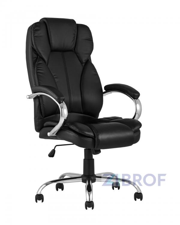 TopChairs President офисное черное в обивке из экокожи, механизм качания и регулировки Top Gun