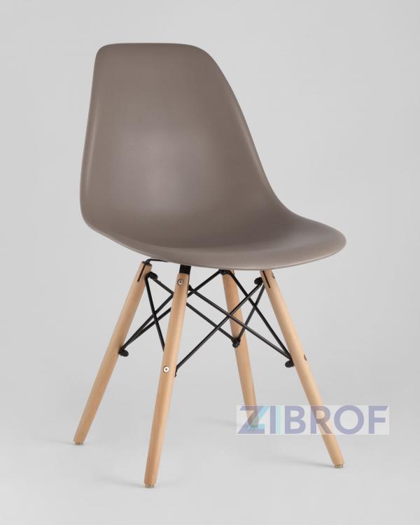 Стул Style DSW темно-бежевый, литой полипропилен, стальной каркас, натуральный массив бука