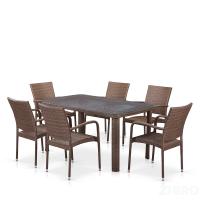 Комплект плетеной мебели T51A/Y376-W773-150x85 6Pcs Brown