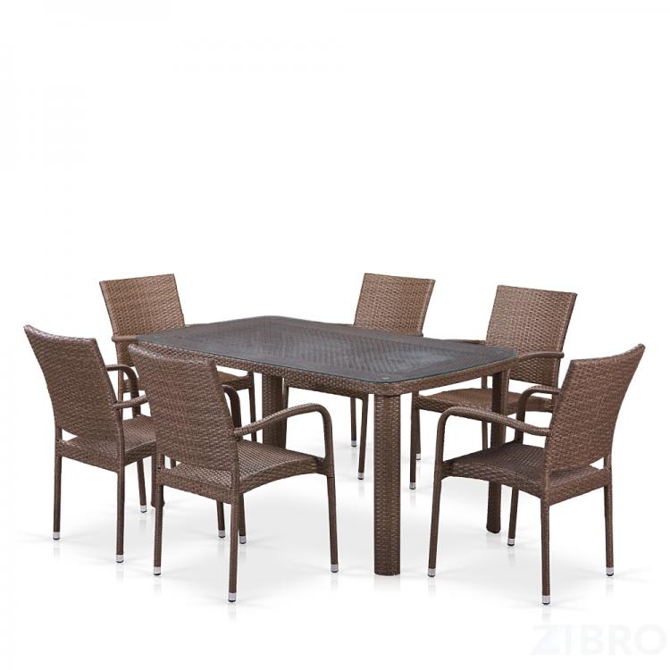 Комплект плетеной мебели T51A/Y376-W773-150x85 6Pcs Brown