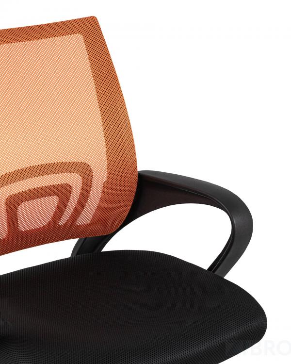 Компьютерное кресло TopChairs Simple офисное оранжевое в обивке из текстиля с сеткой, механизм качания Top Gun