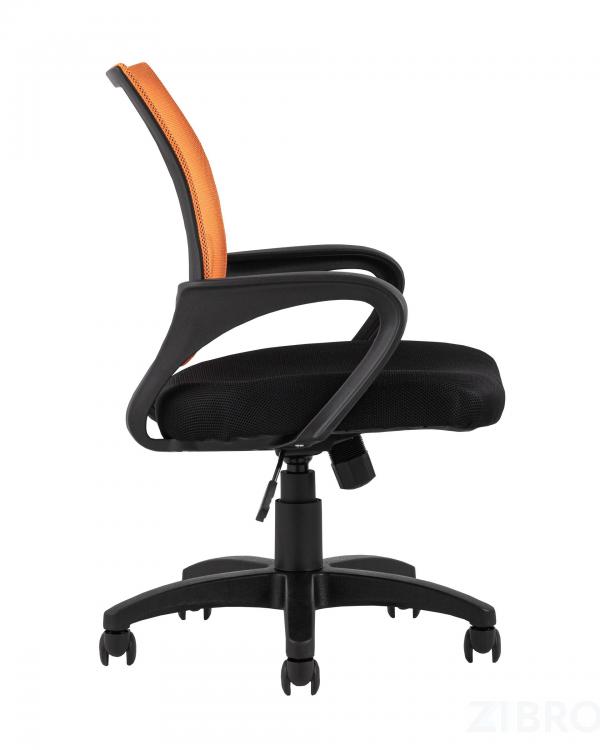 Компьютерное кресло TopChairs Simple офисное оранжевое в обивке из текстиля с сеткой, механизм качания Top Gun