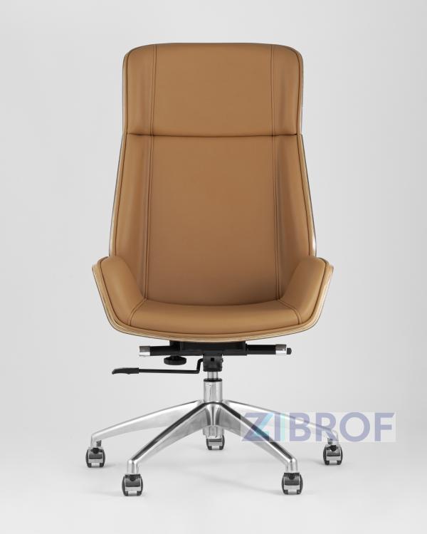 Компьютерное кресло TopChairs Crown офисное для руководителя коричневое, обивка экокожа, металлический каркас