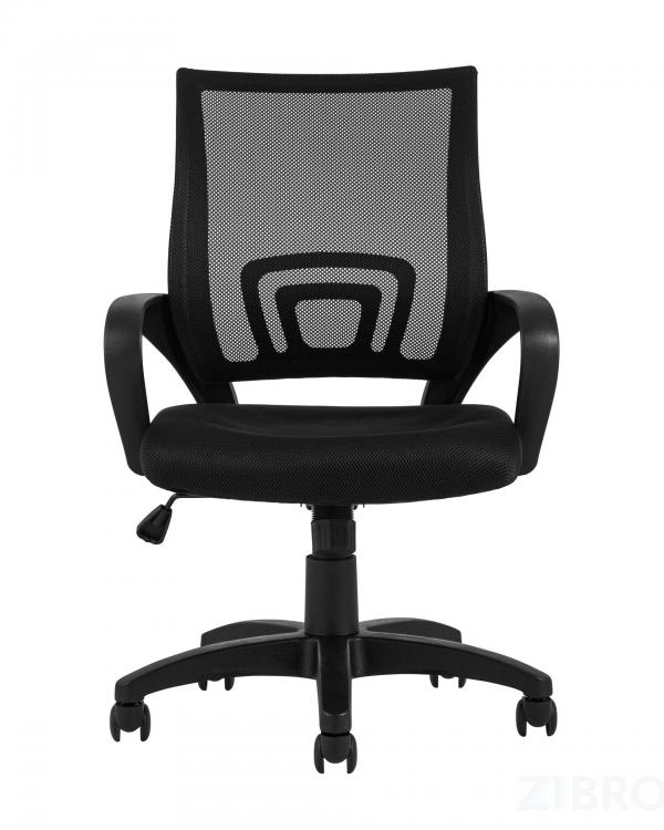 Компьютерное кресло TopChairs Simple офисное черное в обивке из текстиля с сеткой, механизм качания Top Gun