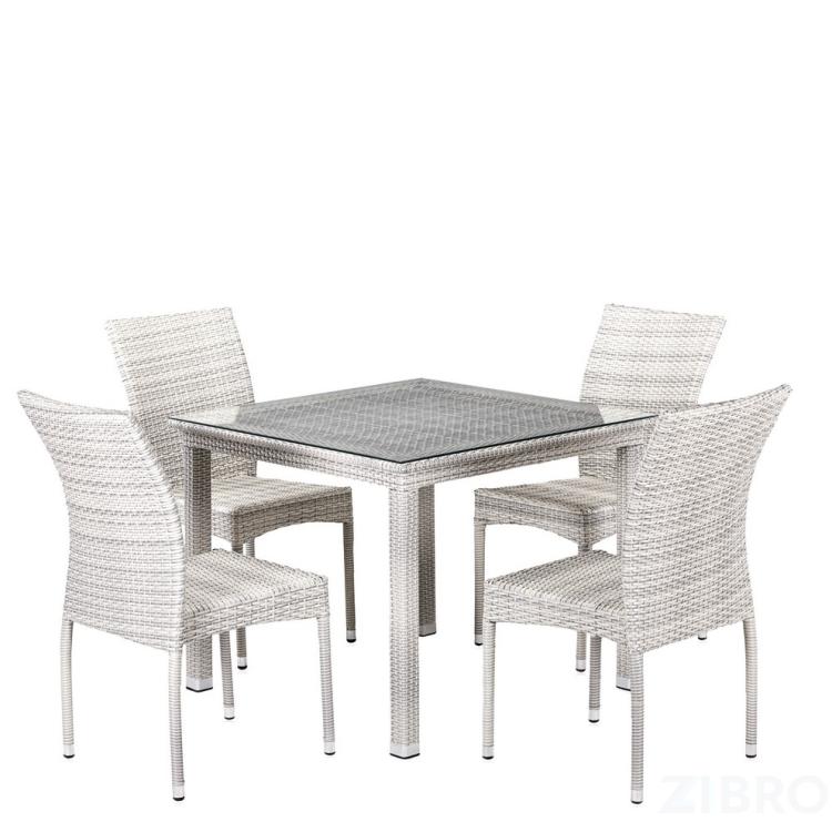 Комплект плетеной мебели T257A/Y380-W85-90x90 4Pcs Latte