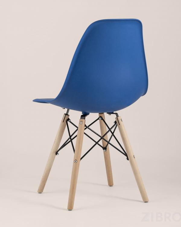 Стул Eames Style DSW синий пластиковый, сталь, натуральный массив бука, 4 шт. Стул Eames Style DSW синий пластиковый, сталь, натуральный массив бука, 4 шт.
