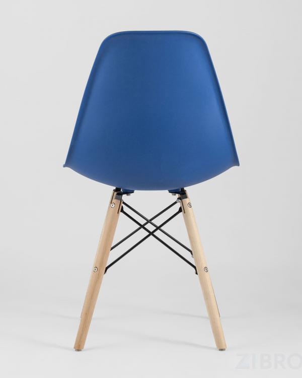 Стул Eames Style DSW синий пластиковый, сталь, натуральный массив бука, 4 шт. Стул Eames Style DSW синий пластиковый, сталь, натуральный массив бука, 4 шт.