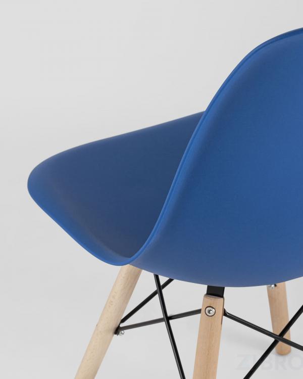 Стул Eames Style DSW синий пластиковый, сталь, натуральный массив бука, 4 шт. Стул Eames Style DSW синий пластиковый, сталь, натуральный массив бука, 4 шт.