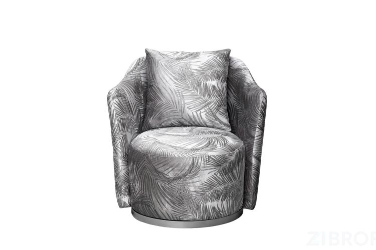 Кресло Verona вращающееся,вельвет принт листья Valdes110-SER/хром 70*77*80см