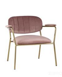 Кресло Кэрол пыльно-розовый с подлокотниками обивка велюр золотые ножки металл