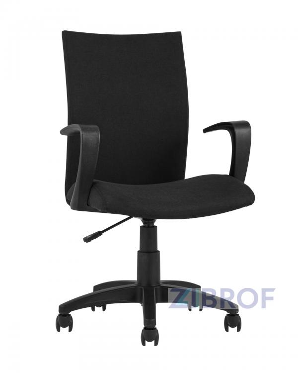 Компьютерное кресло TopChairs Harmony офисное черное в прочной текстильной обивке, механизм регулировки по высоте