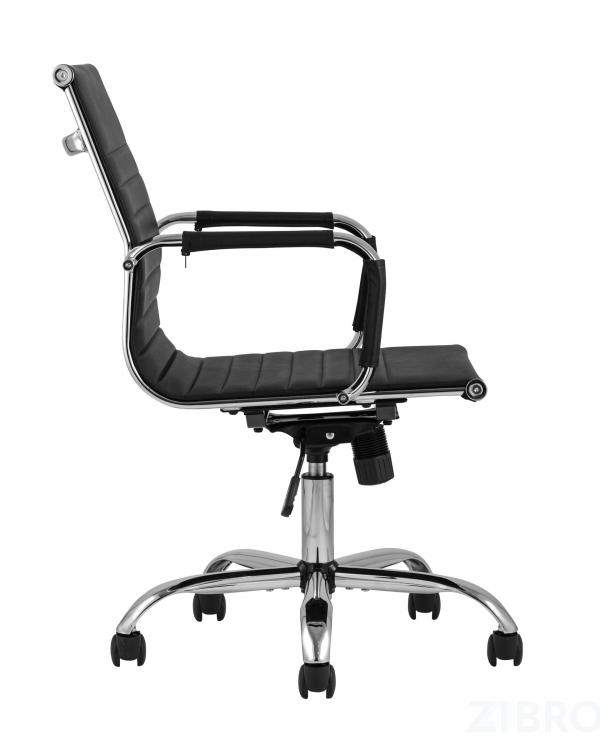 Компьютерное кресло TopChairs City S офисное черное в обивке из экокожи, механизм регулирования по высоте и качания