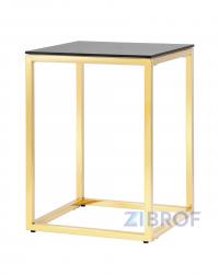 Стол журнальный 40*40 ТАУН золото стекло smoke закаленное каркас нержавеющая сталь