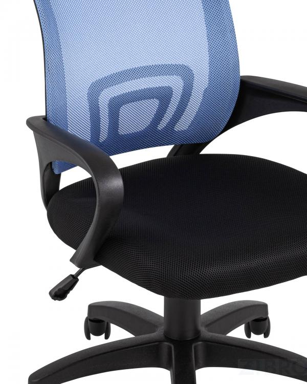 Компьютерное кресло TopChairs Simple офисное голубое в обивке из текстиля с сеткой, механизм качания Top Gun
