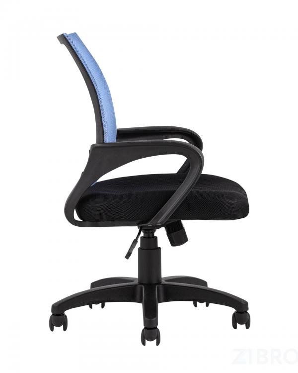 Компьютерное кресло TopChairs Simple офисное голубое в обивке из текстиля с сеткой, механизм качания Top Gun