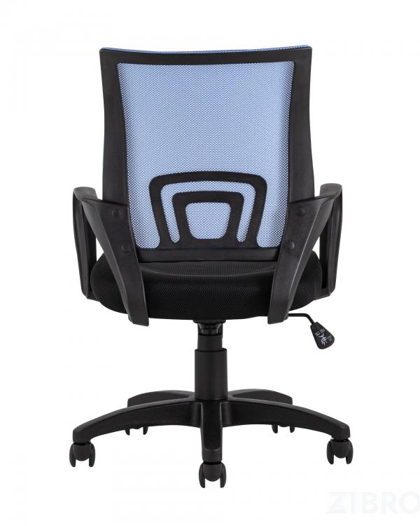 Компьютерное кресло TopChairs Simple офисное голубое в обивке из текстиля с сеткой, механизм качания Top Gun