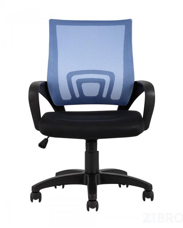 Компьютерное кресло TopChairs Simple офисное голубое в обивке из текстиля с сеткой, механизм качания Top Gun
