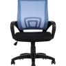 Компьютерное кресло TopChairs Simple офисное голубое в обивке из текстиля с сеткой, механизм качания Top Gun
