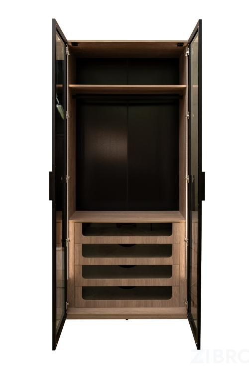 GD-10012/1-3 Шкаф Alto двух c выдв ящик,цвет дуб Урбан Кофейный,дверцы стекло(тонир) 100*57*228.5см