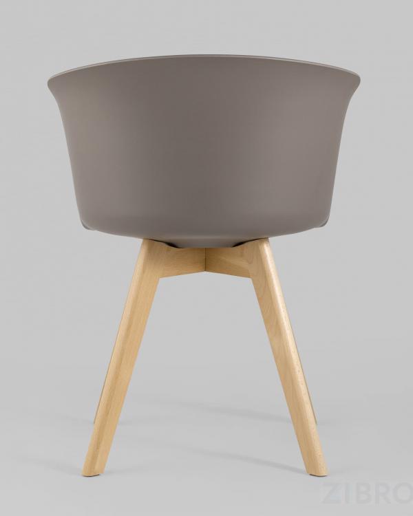 Стул пластиковый Blossom с подушкой темно-бежевый ножки из массива бука