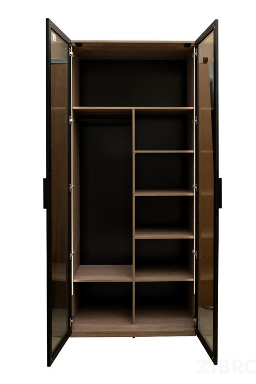 GD-10013/1-3 Шкаф Alto двухд c полками, цвет дуб Урбан Кофейный, дверцы стекло(тонир) 100*57*228.5см