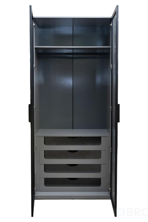 GD-10012-6 Шкаф Alto двухд c выдвиж ящик, цвет серый Кобальт, дверцы стекло(рифленое) 100*57*228.5см