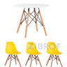 Комплект мебели детский стол Eames белый, 3 стульчика желтые