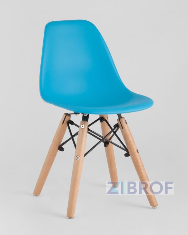 Комплект мебели детский стол Eames белый, 4 голубых стульчика