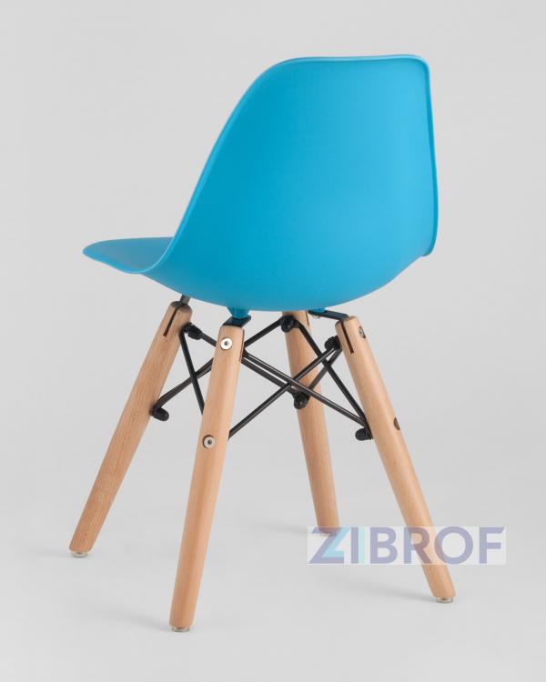 Комплект мебели детский стол Eames белый, 4 голубых стульчика