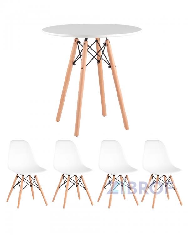 Eames стол 70 см, 4 стула Eames DSW белые